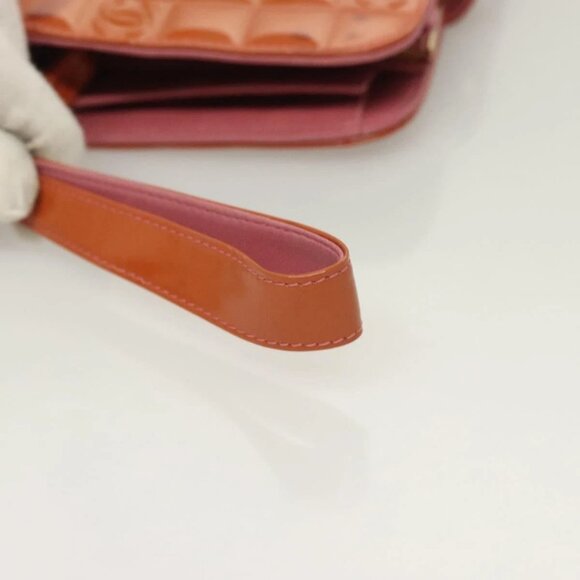 CHANEL Choco Bar Wallet Enamel Orange Gold CC Auth - Picture 8 of 15